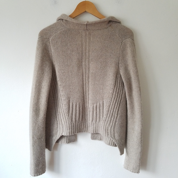 Inhabit 100% Cashmere Oatmeal Grey Open Front Long Sleeve Cardigan Sweater - Picture 6 of 11